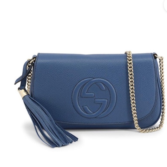 Gucci Soho Chain Blue Crossbody Bag w/duster & tag